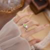 Natural colored treasure ring s925 silver brushed craft inlaid with olivine crystal stone light luxury niche gift for girlfriend