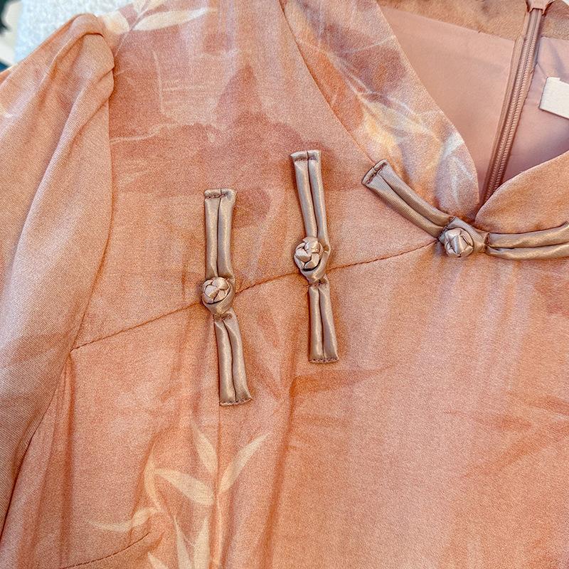 The New Summer Style of Plus-size Women's Clothing, A New Chinese-style Retro Modified Cheongsam Dress, Is Elegant and Daily