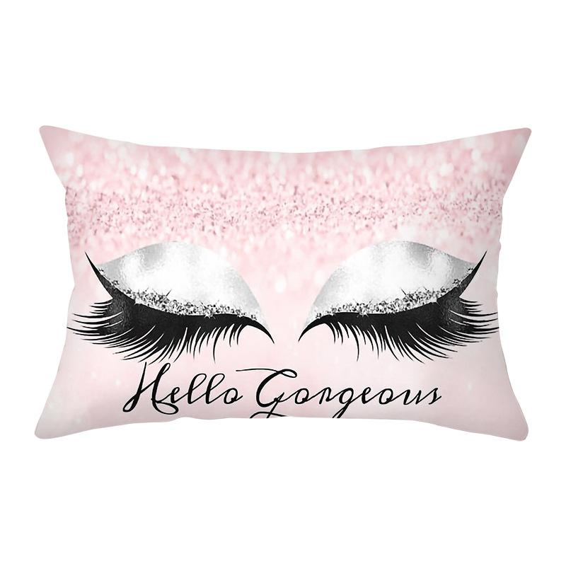 Peach Skin Waist Pillowcase Eyelash Print Cushion Cover Sofa Office Cushion Cover
