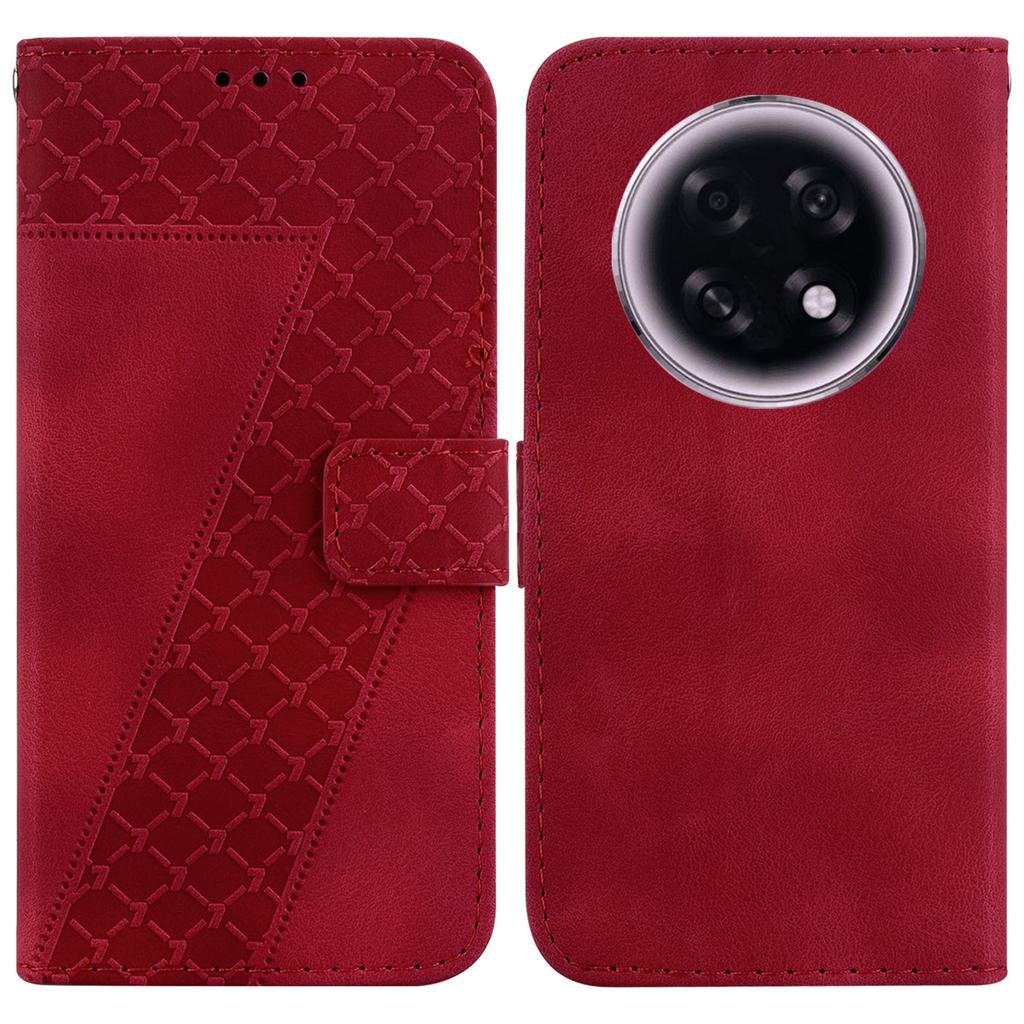 For Oppo F31 Pro+ 5G/A6 GT 5G Stand Case 7-Shaped Pattern Imprint Leather Phone Cover with Strap