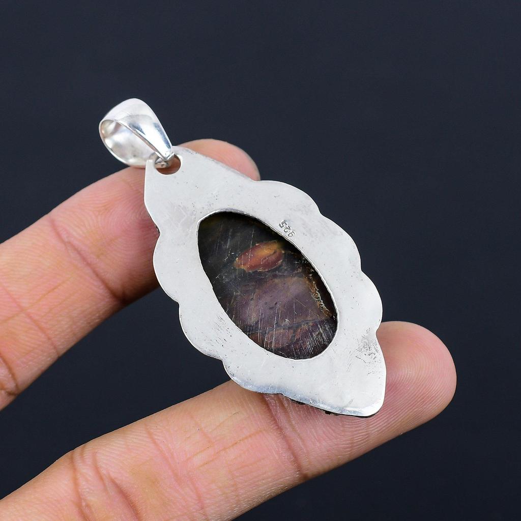 Halloween Sale 925 Sterling Silver Natural Polychrome Jasper New Pendant Jewelry