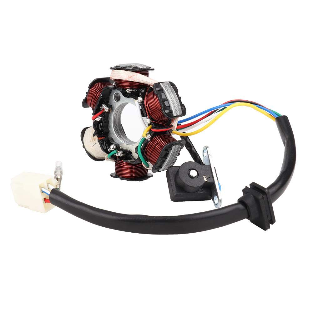 Qiilu Magnetic Stator, 6 Coils 5 Wires Magnetic Stater Coil Fits 50cc 70cc 90cc 110cc 125cc ATV Go Kart
