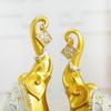 Couple Elephant Figurines Sculpture Desk Collection Height 20cm and 18cm Shelf Decoration for Living