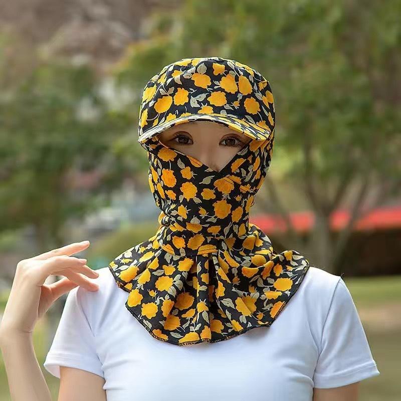Portable Picking Tea Hat Flower Neck Protection Hat Anti-UV Sunshade Shawl Cap  Women