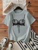 Women's White Casual Short Sleeve T-Shirt with White Lingerie Print Fit Round Harajuku Short Sleeve Casual Aesthetic Clothes