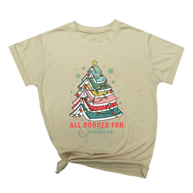 Weihnachtsschleife Kreativ Bedruckt Trendig Baumwoll-Top Lässige Sportbekleidung Locker Damen-T-Shirts Damen