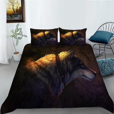 Tier-Serie Bettwäsche Zwei- oder Dreiteiliges Set Polyester Wolf Digitaldruck