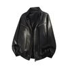 American Windproof Stand-up Collar PU Leather Jacket Men's Autumn Retro Loose Silhouette Locomotive Jacket Pu Leather Jacket