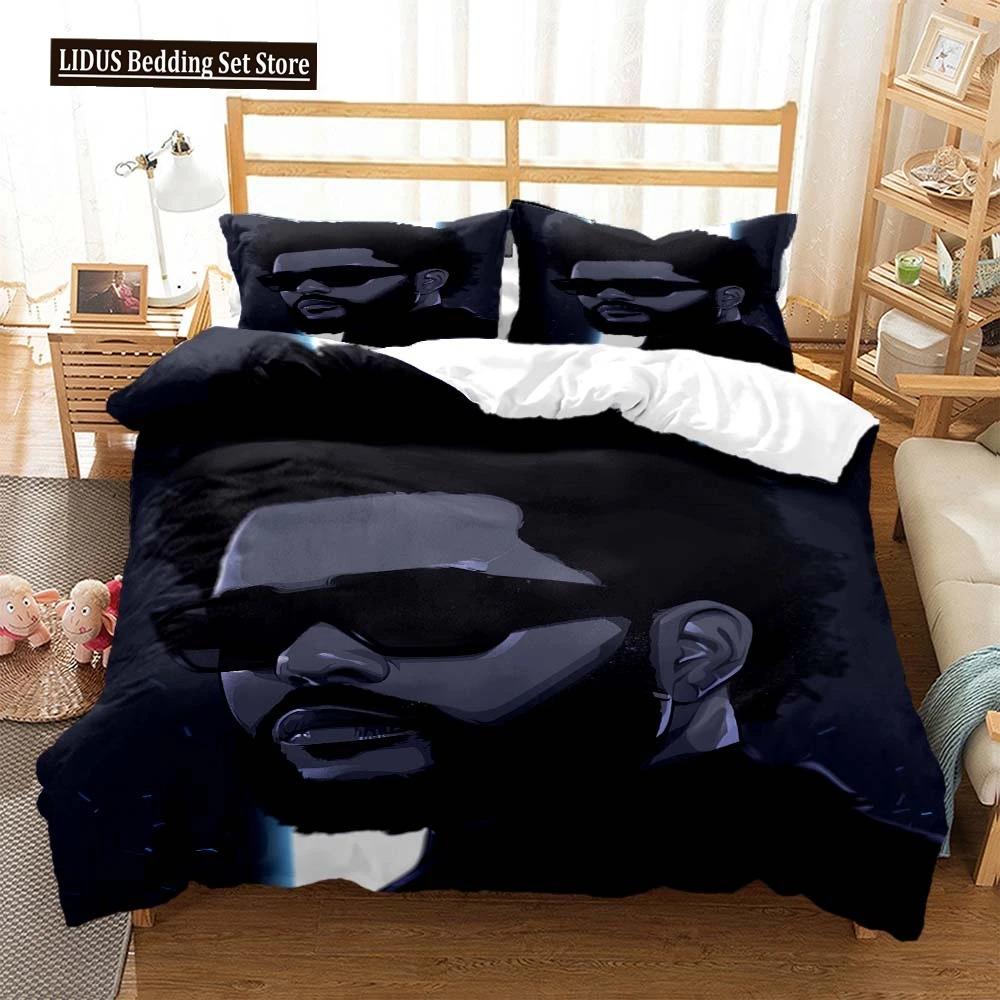 Die Weeknd Mode Popstar 3D Gedruckte Bettwäsche Queen Bettwäsche-Set King-Size Bettwäsche-Set Weiche Bettbezug