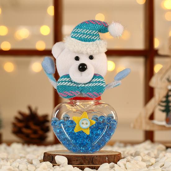 Frasco de doces de natal transparente com desenhos animados, papai noel, rena, boneco de neve, urso, tampa de plástico reutilizável, mini recipiente de doces, lembrancinhas para festa