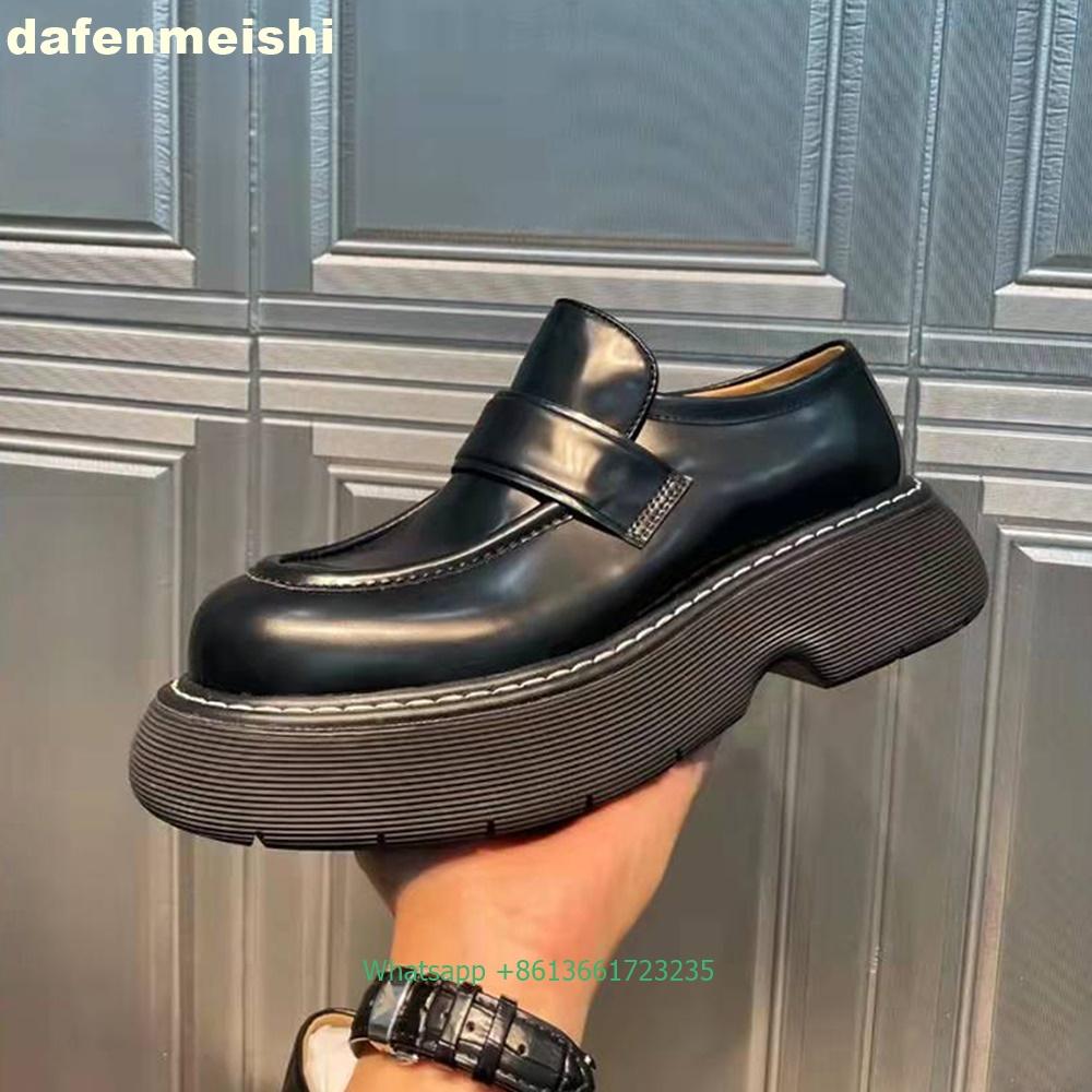 2025 Spring New Loafers Women Genuine Leather Heightening Soft Thick-Soled Casual Leather Shoes Round Toe Black/dark Green Shoes