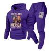 Men Women Hoodie Set Loose Casual Tracksuit 240th Anniversary Print Long Sleeve Sweatshirt Jogger