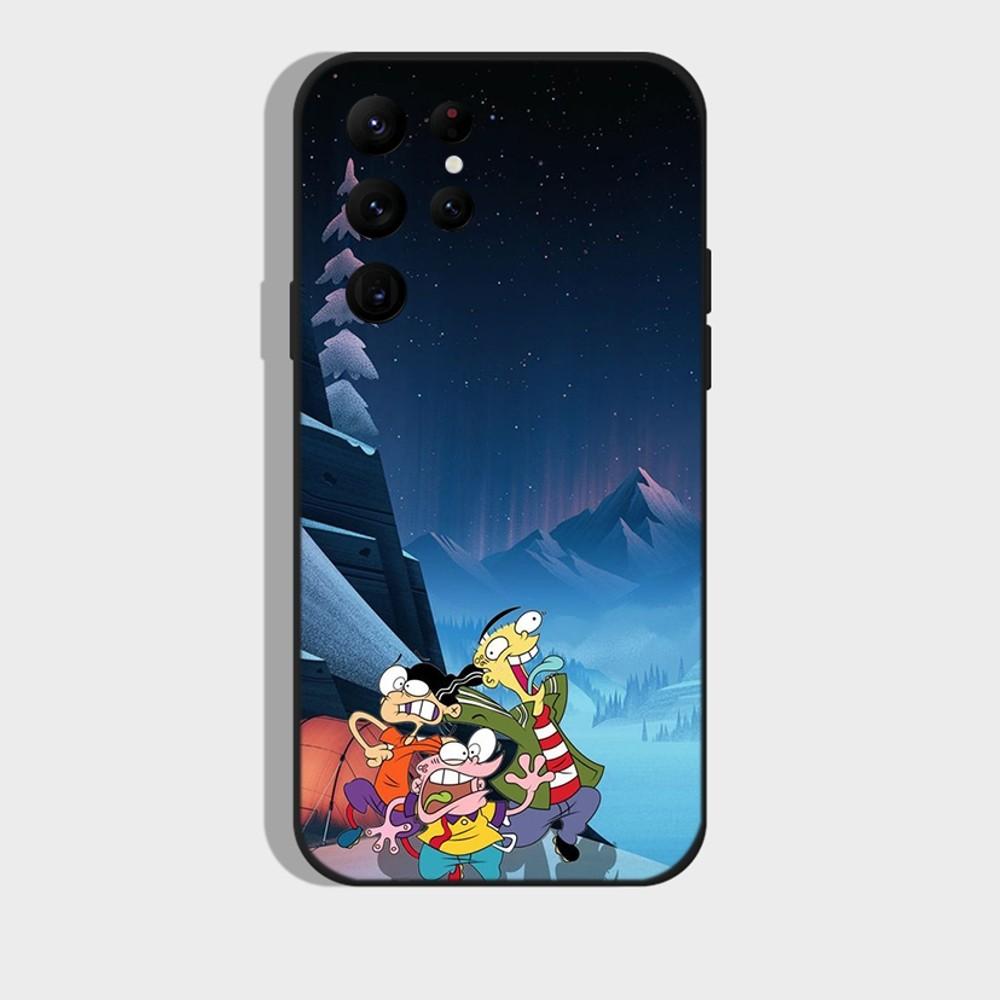 Cartoon Ed Edd N E-Eddy Phone Case for SamsungS24,S23,S22,S21,S20 Ultra Pro S10,S30Plus,20 Ultra Black Cover