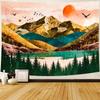 Bohemian Sunset Natural Forest Trees Printed Tapestry Wall Hanging Sunrise River Lake Landscape Bedroom Living Room Home Decora