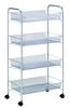 Pearl Metal Kitchen Cart, 4-Tier Mesh with Casters, for Condiment Storage, Silver, N-7882