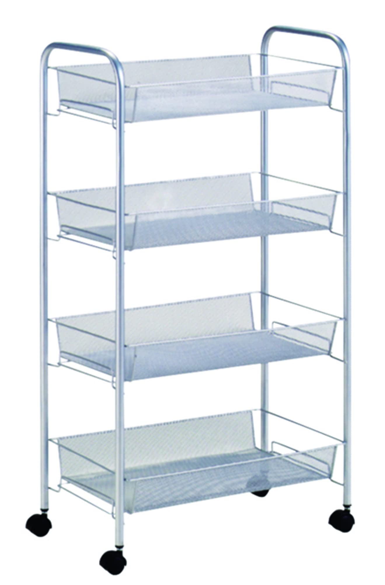 

Pearl Metal Kitchen Cart, 4-Tier Mesh with Casters, for Condiment Storage, Silver, N-7882