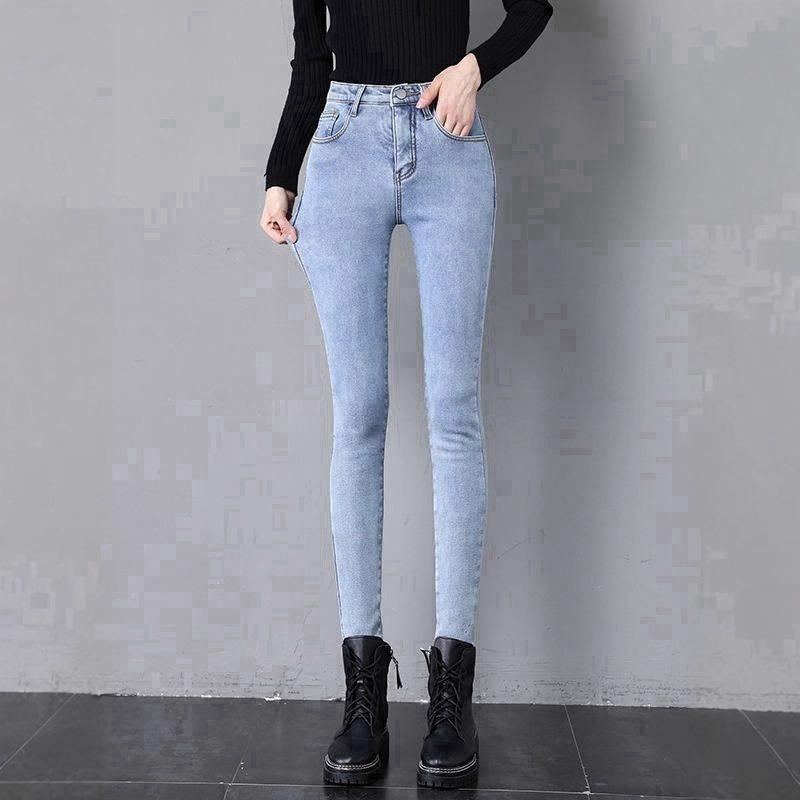 High-waisted Jeans Women's Pants Autumn and Winter Velvet New Outer Wear Thickened Tight Elastic Versatile Small Feet Pencil Pants