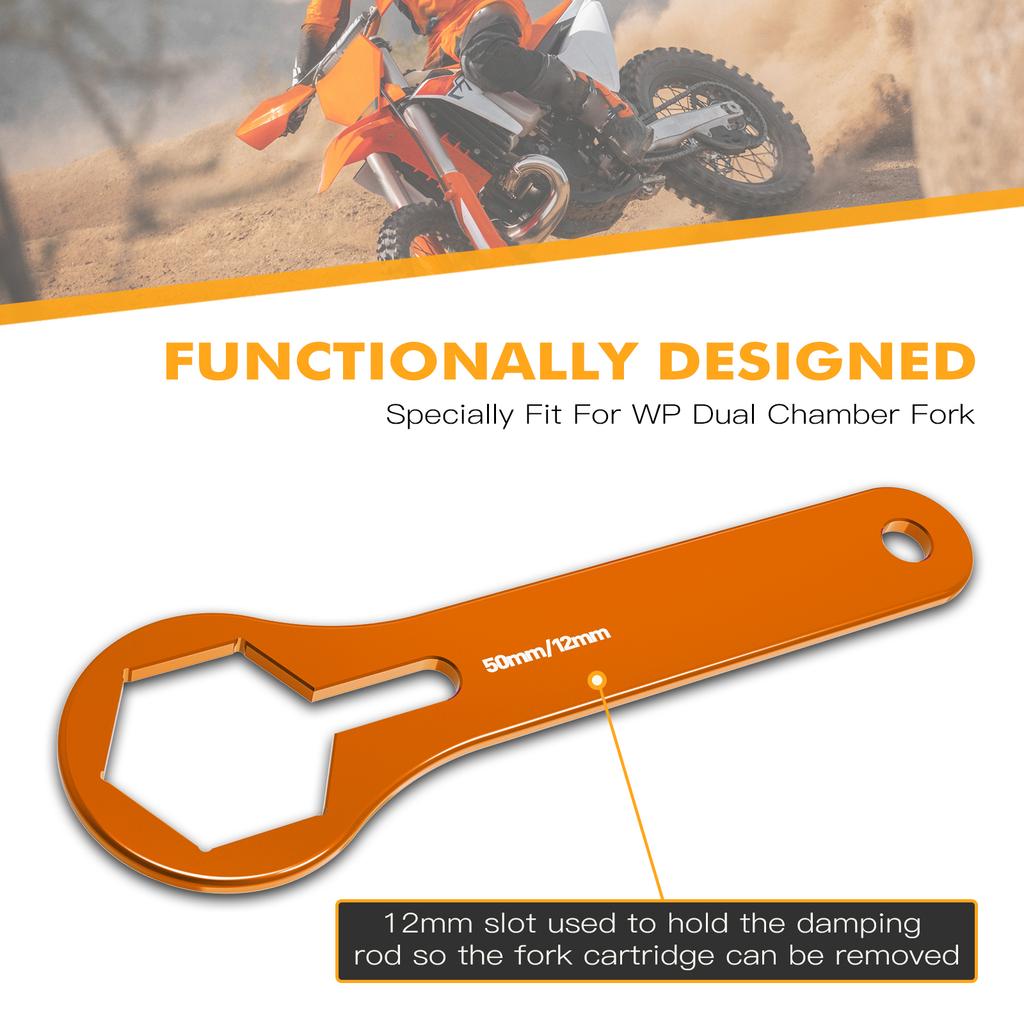 For KTM EXC 300 2008-2022 EXC250 EXCF 350 EXC 450 XCW 300 50mm Dual Chamber Fork Cap Wrench Tool SX125 SXF 250 SXF 450 2007-2022
