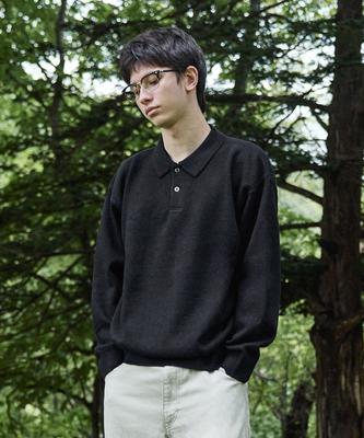 MINIMALPROJECT Button Collar Bulky Knit Mnt113 [Black]