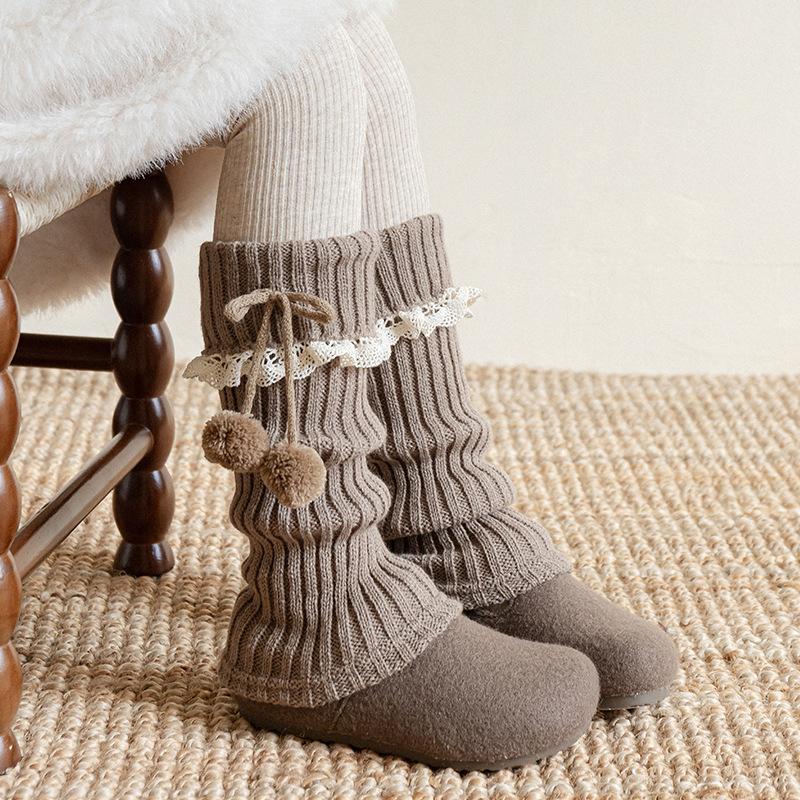Stiefel Shang Baumwolle Kinder Socken Überzug Niedliche Kugel Schleife Lolita Spitze Stulpen Koreanische Mädchen Beinstulpen