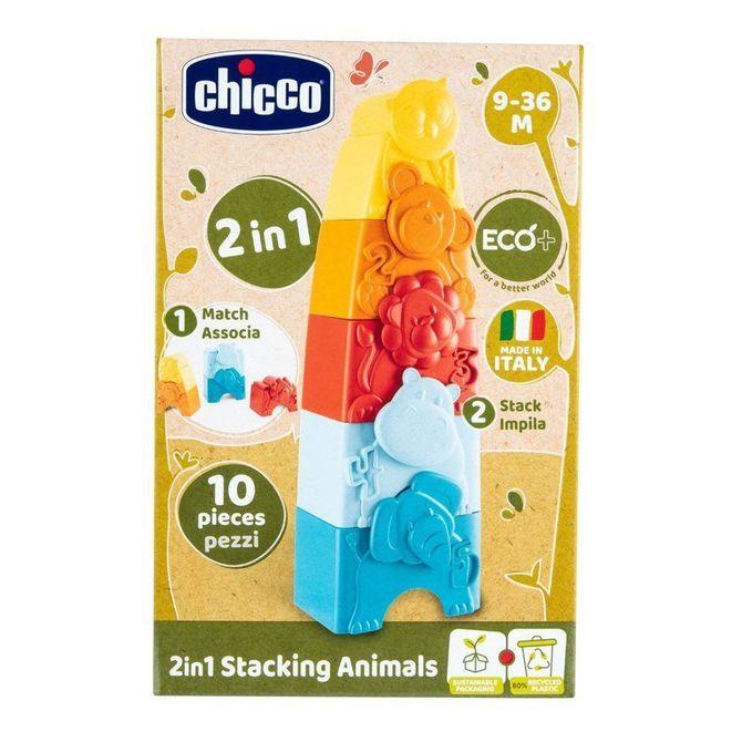 CHICCO 00011570000000 ECO+ Animals puzzle and tower 2 in 1