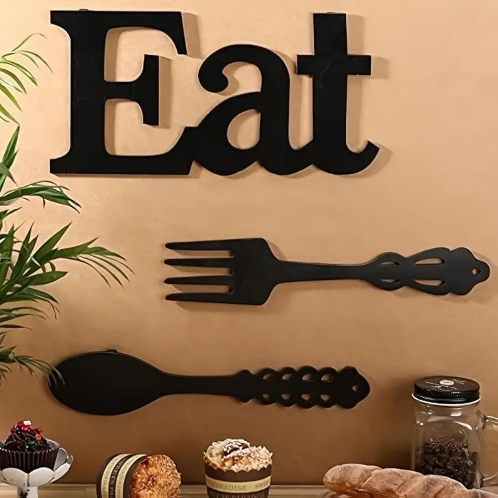 Iron Wall Art EAT Sign Farmhouse Kitchen Decor Rustic Utensils Gift