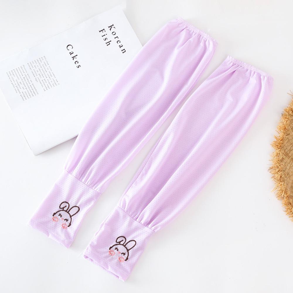 

Cute Rabbit Pattern Women Summer Ice Silk Sunscreen Arm Sleeves Breathable Lightweight Sleeves for Outdoor Travel Driving 1Pair