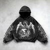 STREETRICH Harajuku Y2K Vintage Punk Solid Color Printed Men Casual Hoodie American Gothic Fashion Couple Casual Hoodie Sweatshirt