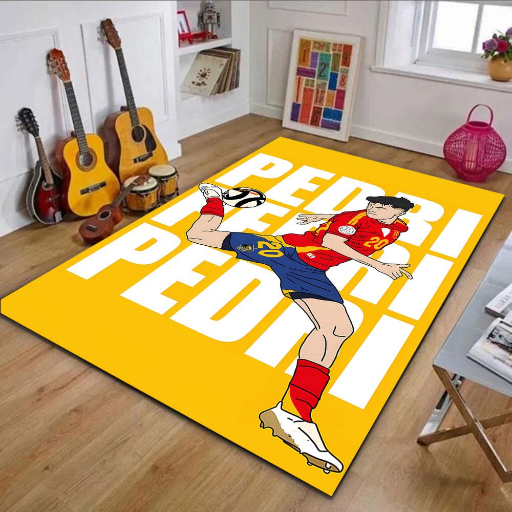 Soccer Star Kick Action Patterned carpet, non slip mat suitable for living room and bedroom sofas