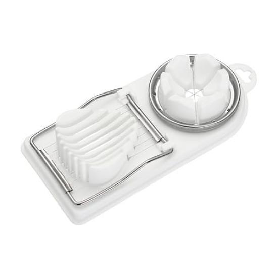 Slicer Egg ABS Resin Stainless Dishwasher Safe AiYaEgg - 3-in-1 Cutter, & Steel, (White) (1)