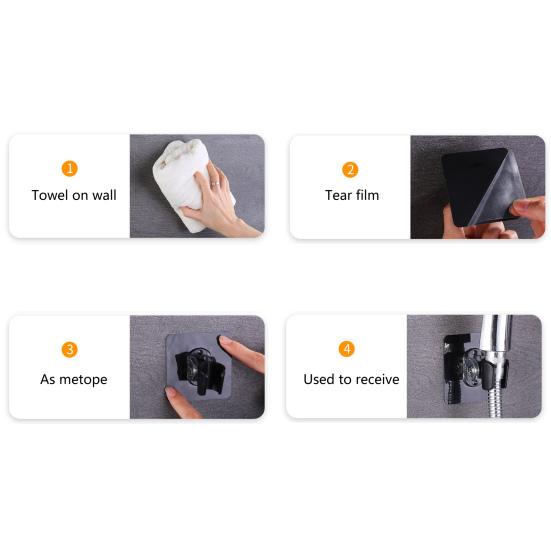 Shower Bracket Self Adhesive Moisture-proof Strong Stickiness Waterproof Simple Installation Punch Free ABS Multi-Angle Adjustable Shower Arm Bracket