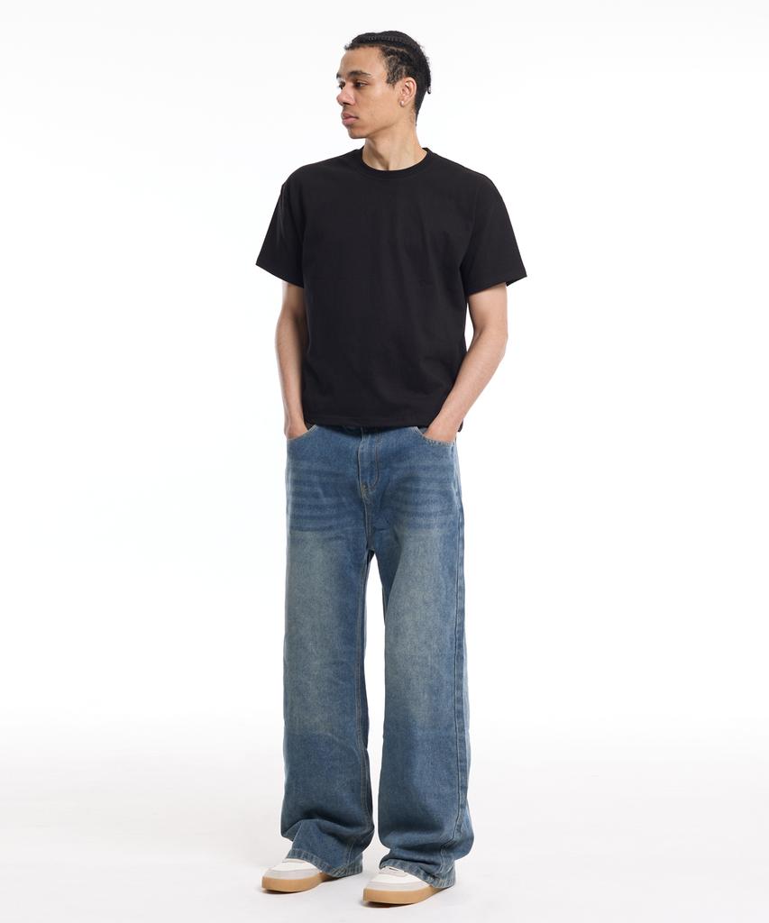 CREAM SODA LAB Men'S Standard Fit Cropped Short Sleeve Tee Black
