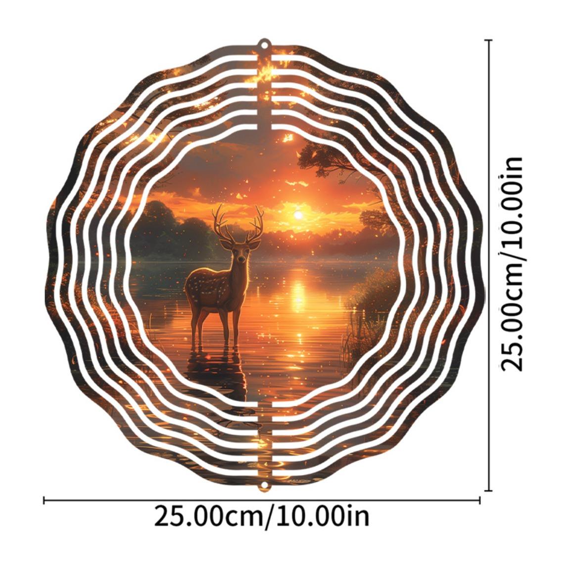 

Олень на закате 3D Металлический ветряной спиннер Уличный декор для дома Праздничный подарок Украшение для патио Светоотражающее покрытие Художественный дизайн Олень Домашний декор 01A