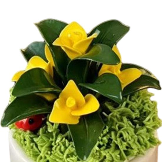 Handmade Mini Flower Figurine Artificial Ceramic Flowers in Pot for Car Dashboard Bathroom Home