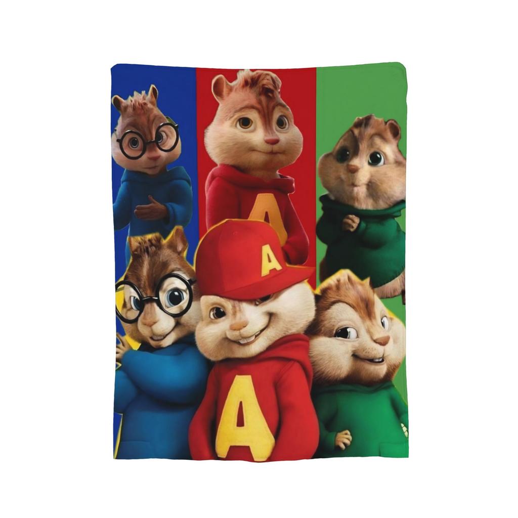 A-Alvin and the Chipmunks Knitted Blanket Coral Fleece Plush Movie Warm Throw Blanket for Bedroom Sofa Bedspread