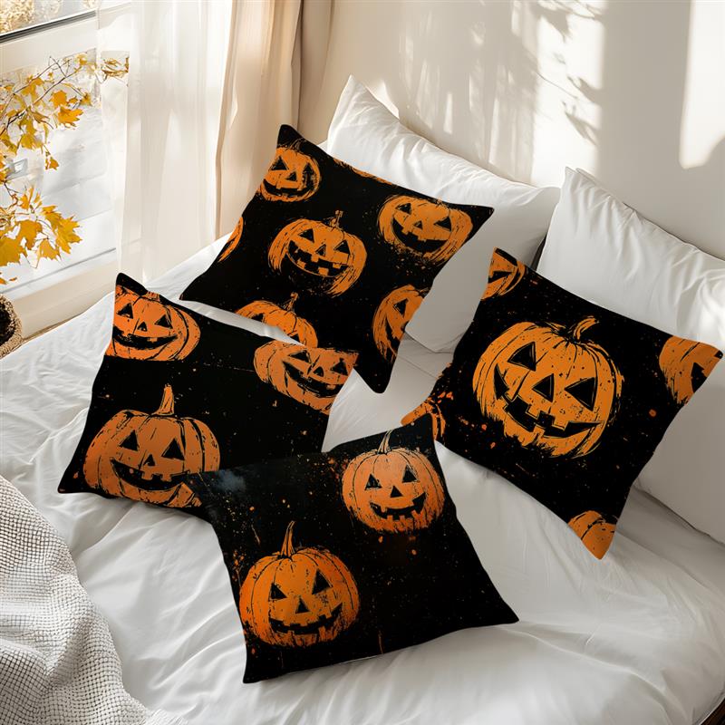 Halloween Pumpkin Lamp Pillowcase Printed Polyester 45x45cm Throw Pillowcover Decorative Sofa Cushion Pillowslip Home Decor