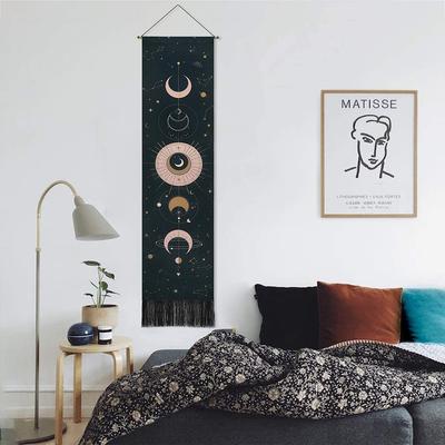 Decorative Tapestry Lunar Eclipse Cycle Painting Tassel Tapestry For Home Living Room Decoration