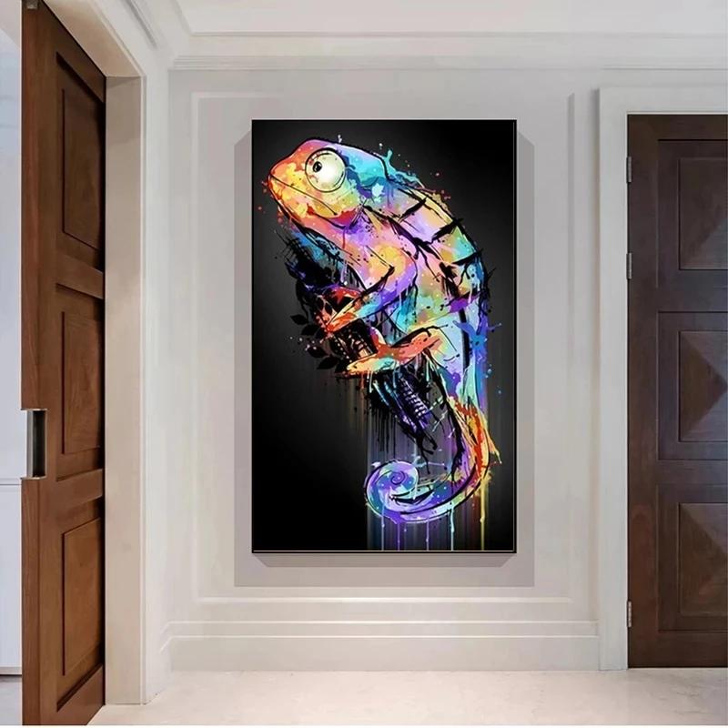 Abstract Graffiti Aesthetics Animal Canvas Paintings Chameleon Wall Art Posters and Prints Modern Artwork Living Room Home Decor No Frame