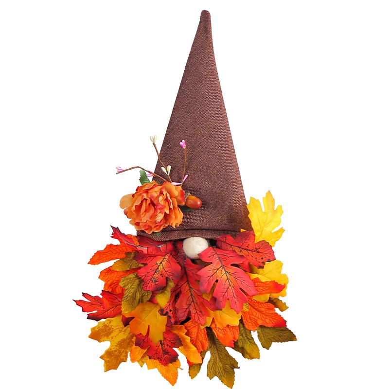 Fall Wreaths for Front Door Gnome Maples Leaf Wreath Thanksgiving Decoration