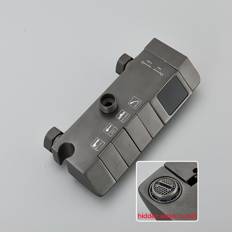 Grey Piano Digital Shower Set Intelligent Brass Bathroom Faucets Hot Cold Waterfall Tap Rainfall Gray Shower System Chuveiro