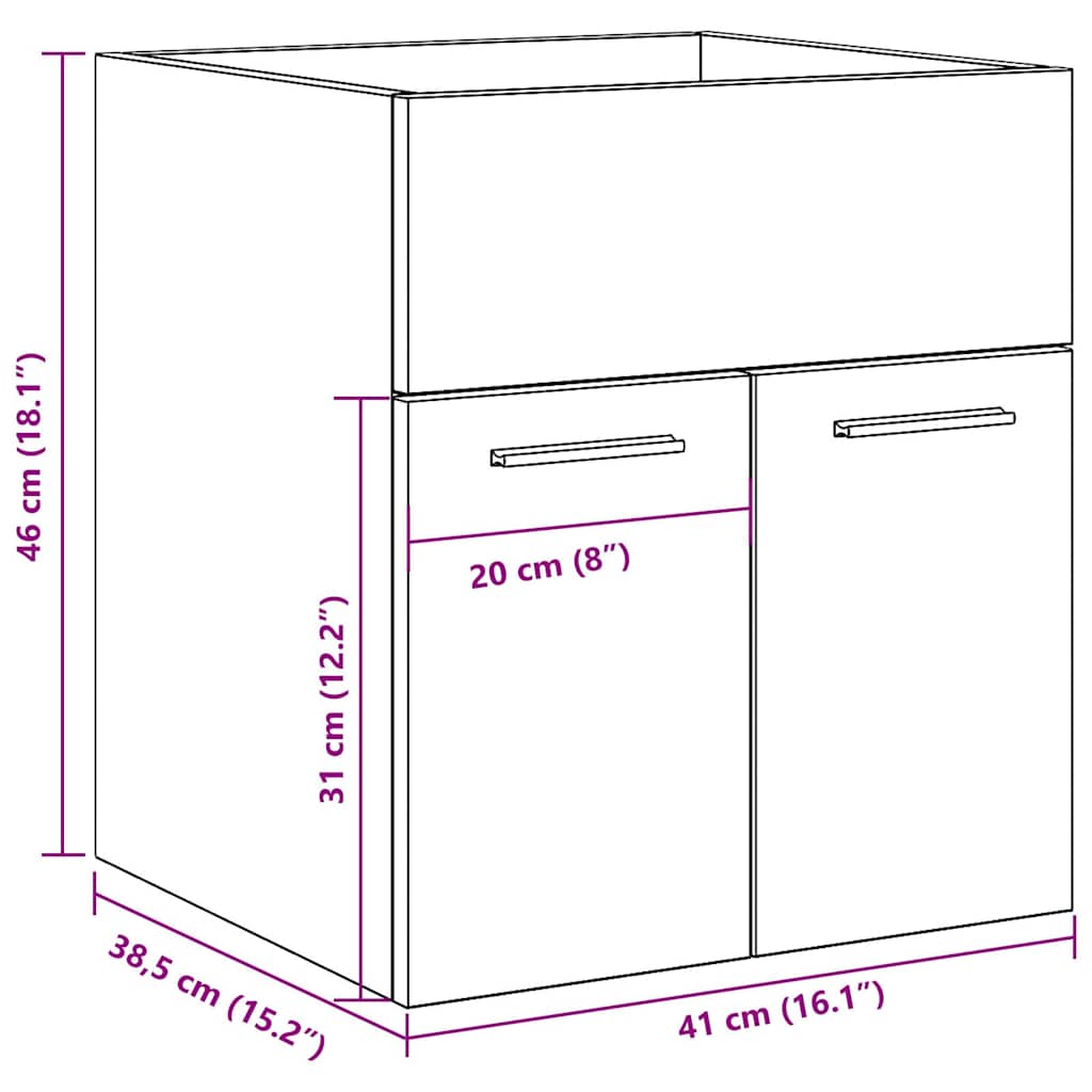 Washbasin Cabinet Artisan Oak 41 x 38.5 x 46 cm Particleboard