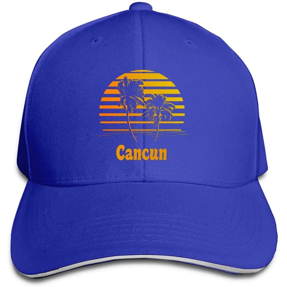 Cancun Mexico Sunset Palm Beach Unisex Baseball Cap Adjustable Hat Sandwich Cap Hip Hop Hats Trucker Dad Hats