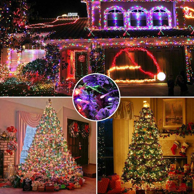LED Solar String Lights 300LED 8 Modes Solar Powered Xmas Outdoor Lights Waterproof Starry Christmas Fairy Lights 200LED-22M белый