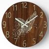 8" Silent Luminous Wall Clock, Wood Grain MDF, Fluorescent Quartz Clock