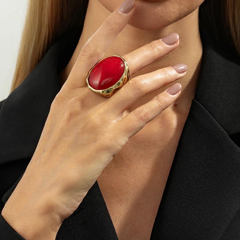 Creative Resin Acrylic Stud Earrings For Women 2026 Oval Earring Trendy Geometric Ring Exaggeration New Year Party Jewelry Gift