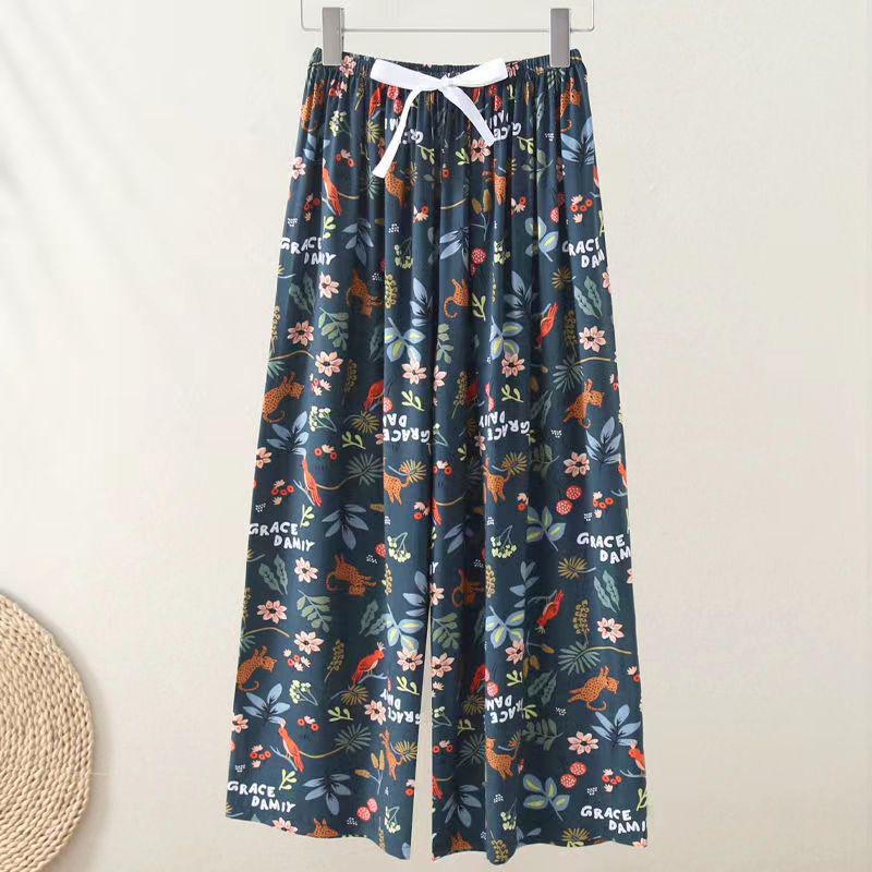 Damspecifika Plus Size Byxor i Bomull och Silke med Vida Ben - Casual Niopunktslängd för Hem & Utomhus