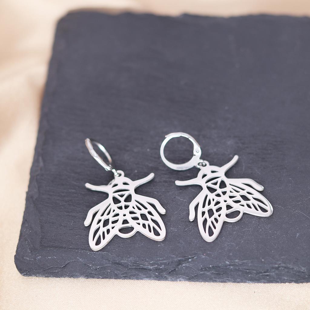 Kinitial Stainless Steel Bulldog Unicorn Dragon Fairy Turtle Sword Death Moth Earrings For Women Trendy Piercing Jewelry
