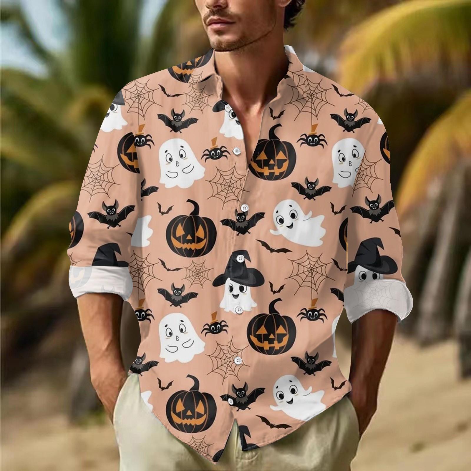 Мужские рубашки с длинными рукавами и пуговицами на Хэллоуин — фото 7