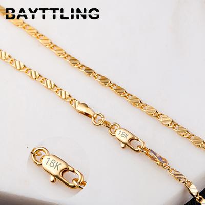 925 Silber 2MM 16-30 Zoll Gold Seitenkette Halskette für Damen Herren Modeschmuck Charm Halskette Geschenk