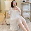 Summer Loose And Sweet Princess Style Solid Color Medium And Long Mesh Nightdress Pajamas Loungewear
